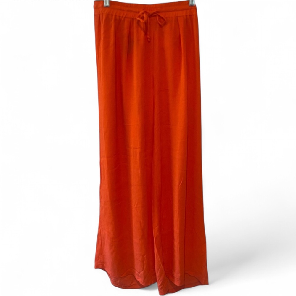 ZAC & RACHEL HOT ORANGE ELASTIC WAIST WIDE LEG PANTS RESORTWEAR COMFY SIZE SMALL